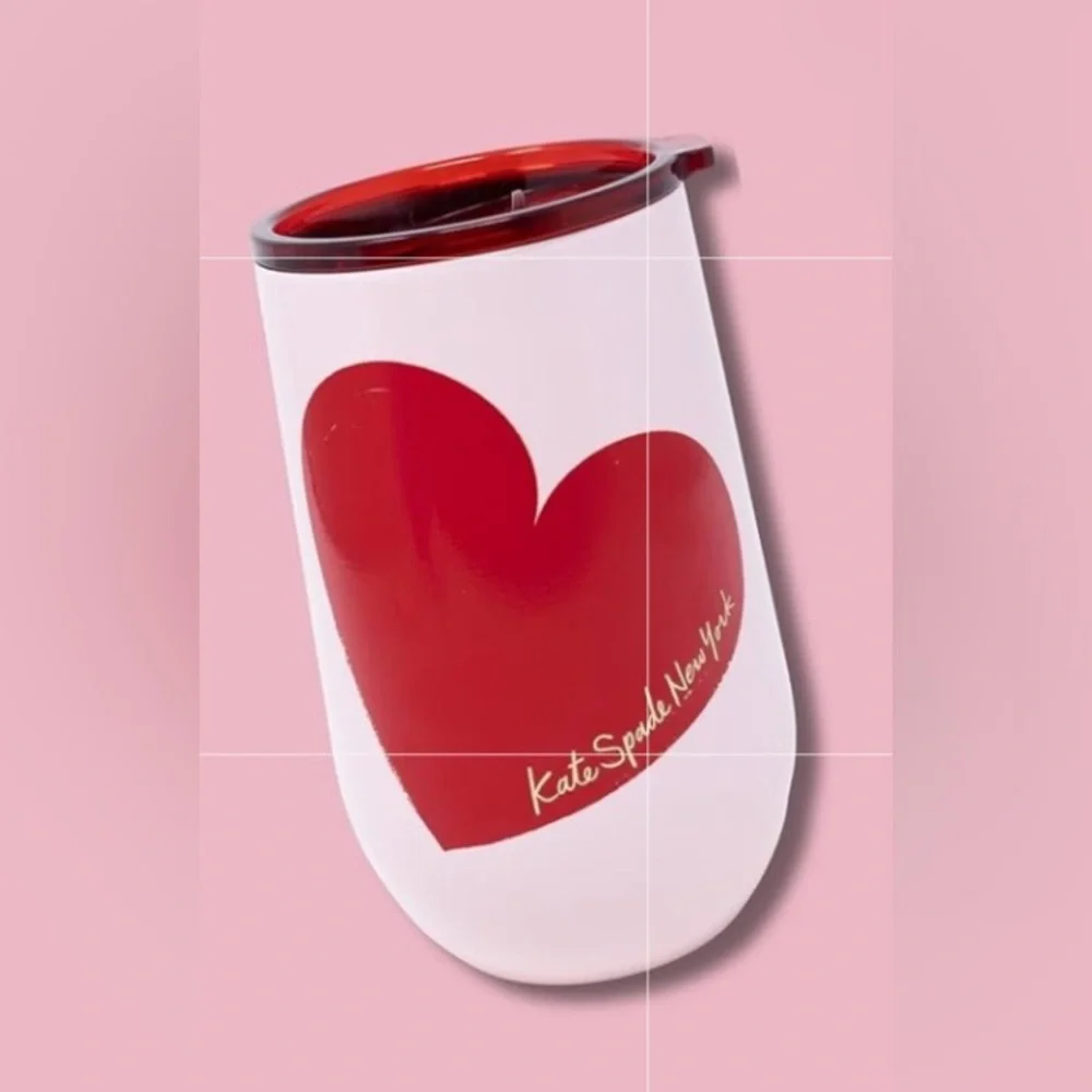 Kate Spade Valentine's Day Wine Tumbler 16 oz Stainless Steel Coffee NWT - Picture 2 of 10